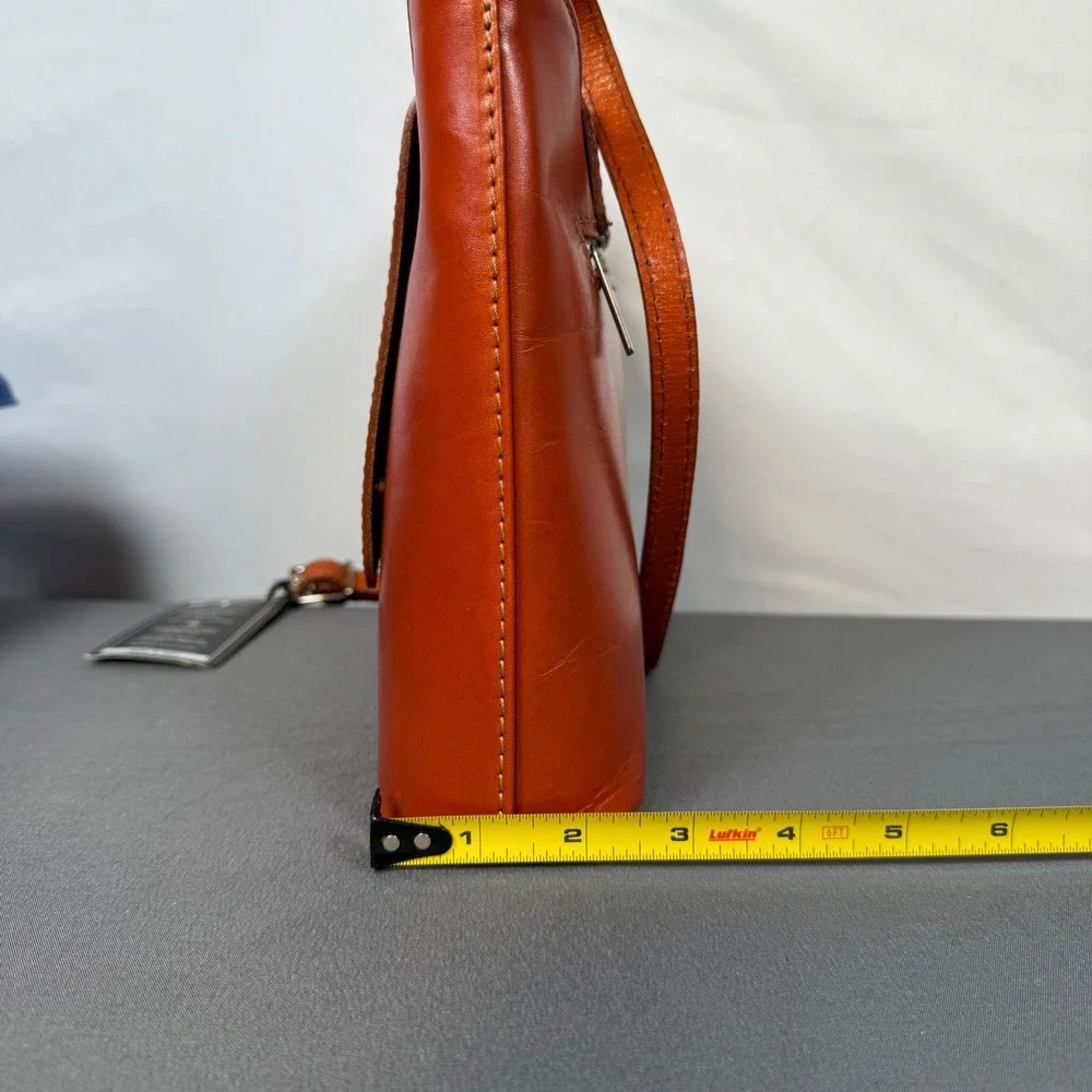 Italian Vera‎ Pelle Brown Leather Crossbody Bag Purse Magnetic Flap Closure - Picture 13 of 15